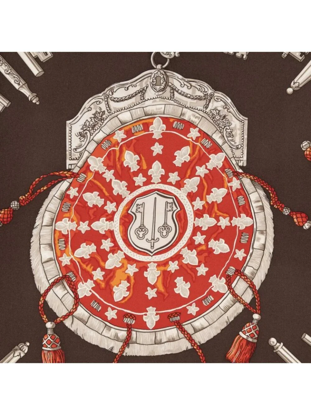 Hermes Scarf Dark Brown Red Silk